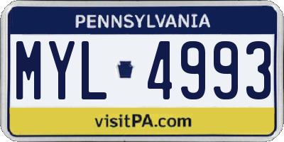 PA license plate MYL4993
