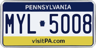 PA license plate MYL5008