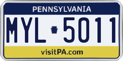 PA license plate MYL5011
