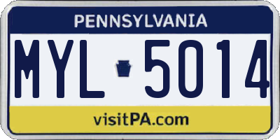 PA license plate MYL5014