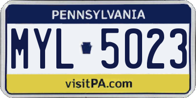 PA license plate MYL5023