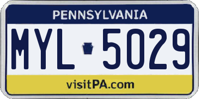 PA license plate MYL5029