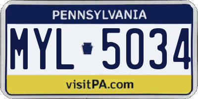 PA license plate MYL5034