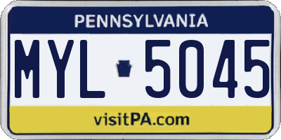 PA license plate MYL5045