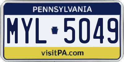 PA license plate MYL5049