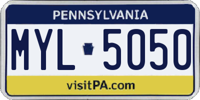 PA license plate MYL5050