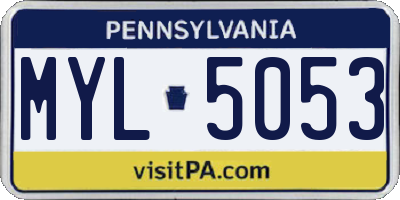 PA license plate MYL5053