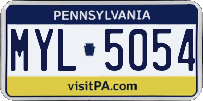 PA license plate MYL5054