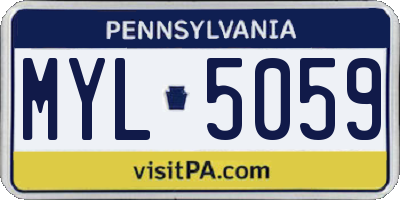 PA license plate MYL5059