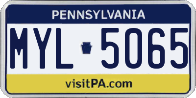 PA license plate MYL5065