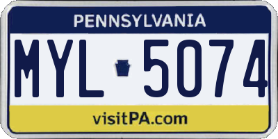 PA license plate MYL5074