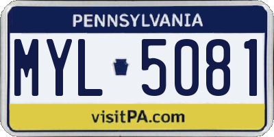 PA license plate MYL5081