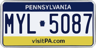 PA license plate MYL5087