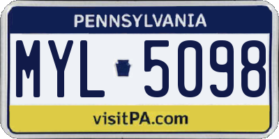 PA license plate MYL5098