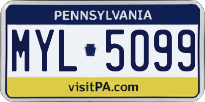 PA license plate MYL5099