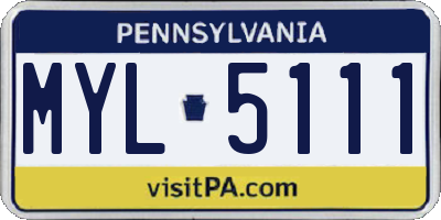 PA license plate MYL5111