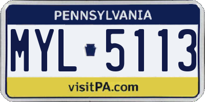 PA license plate MYL5113