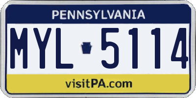 PA license plate MYL5114