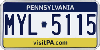PA license plate MYL5115