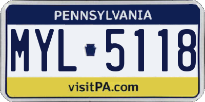 PA license plate MYL5118