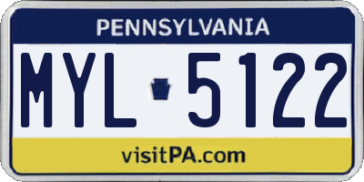 PA license plate MYL5122