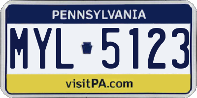 PA license plate MYL5123