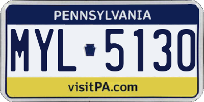 PA license plate MYL5130