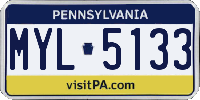 PA license plate MYL5133