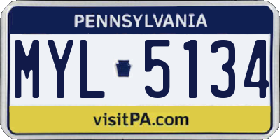 PA license plate MYL5134