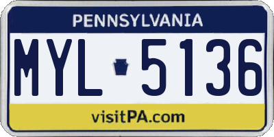 PA license plate MYL5136