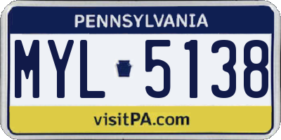 PA license plate MYL5138