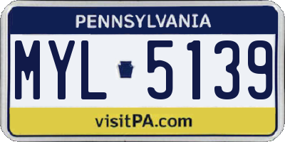 PA license plate MYL5139