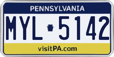 PA license plate MYL5142