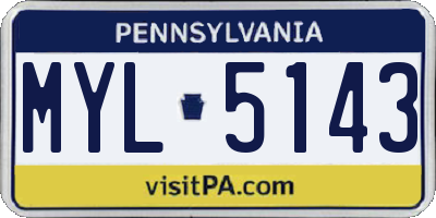 PA license plate MYL5143