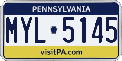 PA license plate MYL5145