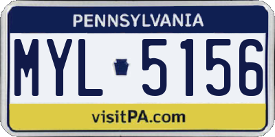 PA license plate MYL5156