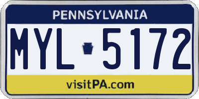 PA license plate MYL5172