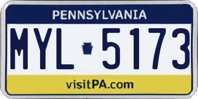 PA license plate MYL5173