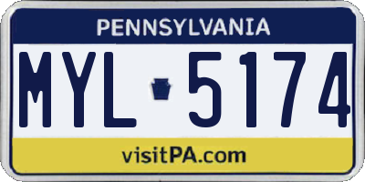 PA license plate MYL5174