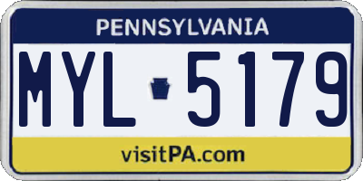 PA license plate MYL5179