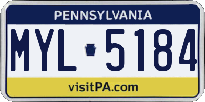 PA license plate MYL5184