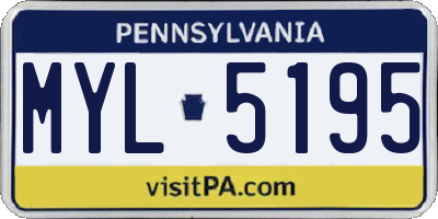 PA license plate MYL5195