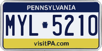 PA license plate MYL5210