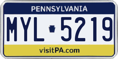 PA license plate MYL5219
