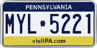 PA license plate MYL5221