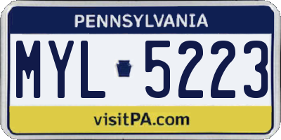 PA license plate MYL5223