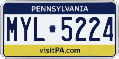 PA license plate MYL5224