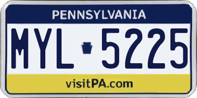 PA license plate MYL5225