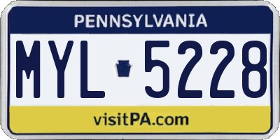 PA license plate MYL5228