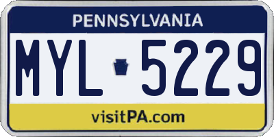 PA license plate MYL5229